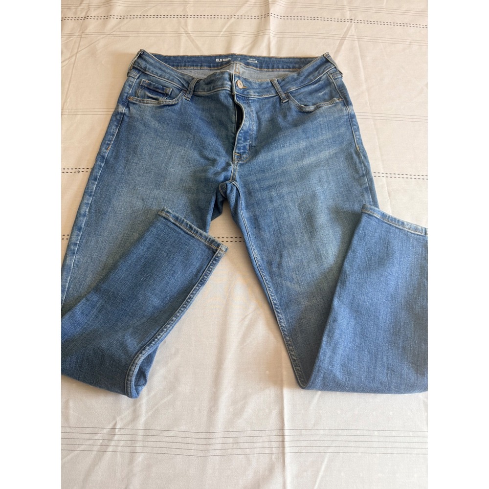 Old Navy Rockstar Super Skinny Jeans Womens 14 Short Mid Rise Blue Medium Wash